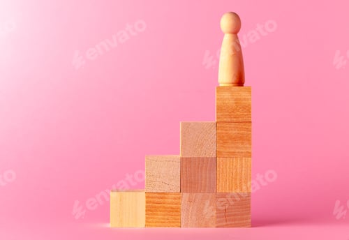 Preview: Toy wooden cubes with copy space against pink background
