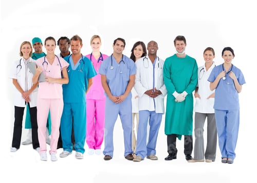 Preview: Smiling Medical Team Of Doctors Nurses And Surgeons On White Background
