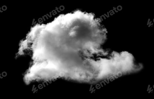 Preview: White Clouds Sky on Black background, Isolated abstract soft group of fluffy Smoke