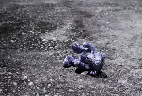 Preview: Teddy Bear Sleep on Cement wall with over light day