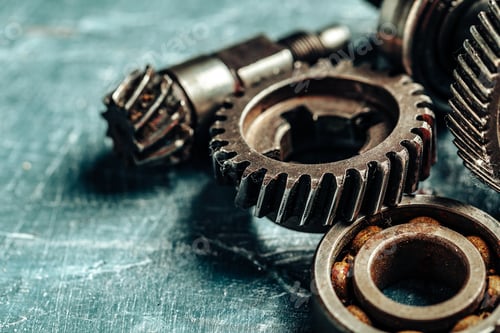 Preview: Close up of old rusty car parts on dark background