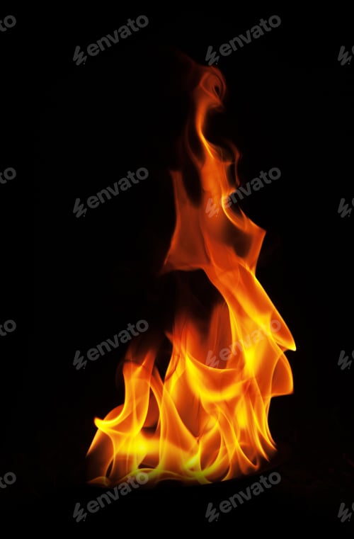 Preview: Fire flames on black background