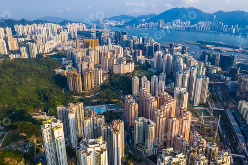 Preview: Kowloon Bay, Hong Kong 25 April 2019: Top view of Hong Kong cityscape