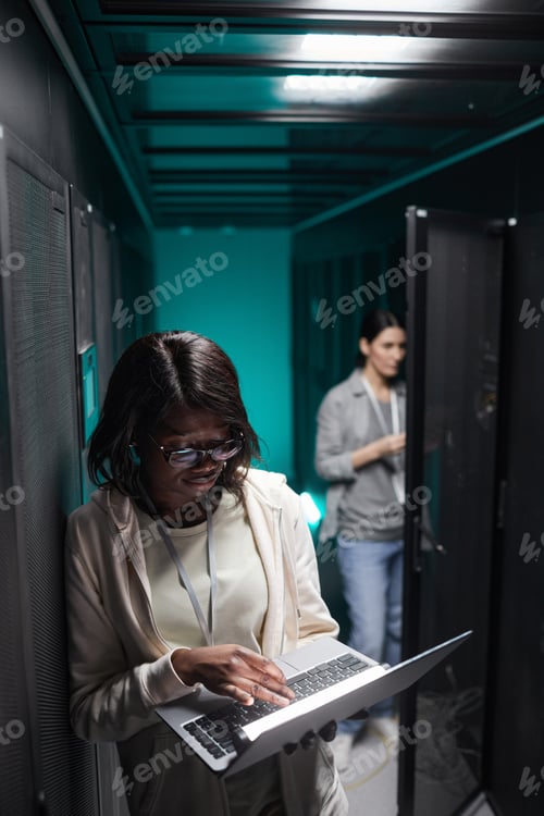 Preview: African American Woman Working in Data Center
