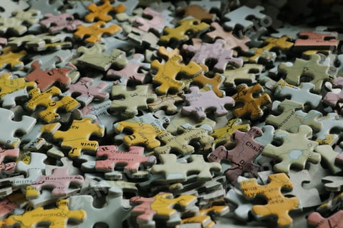 Preview: Closeup of pieces of jigsaw puzzle as a concept of business success