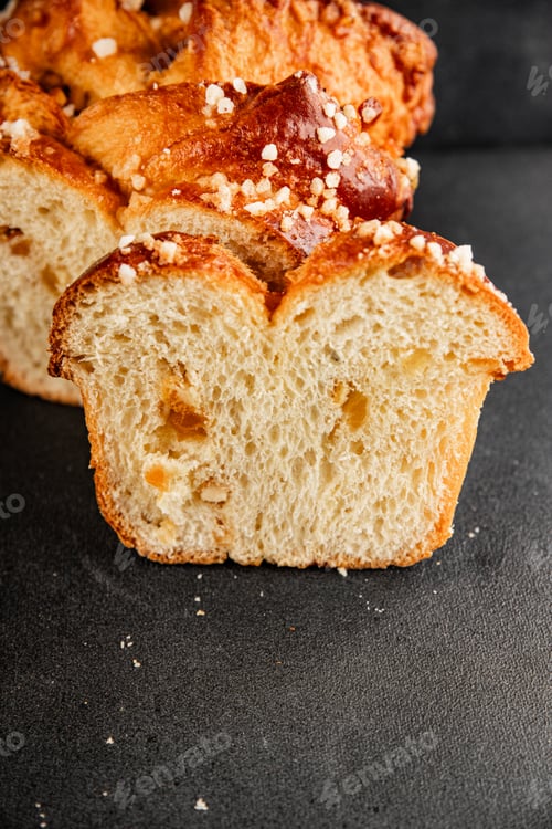 Preview: Brioche sweet baked dessert fluffy baked goods fresh delicious gourmet food background