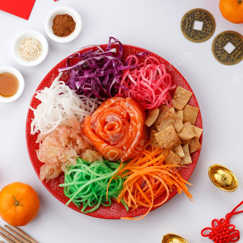 Preview: Colorful Display of Chinese Prosperity Cuisine, Yee Sang, Yu Sheng, or Prosperity Toss.