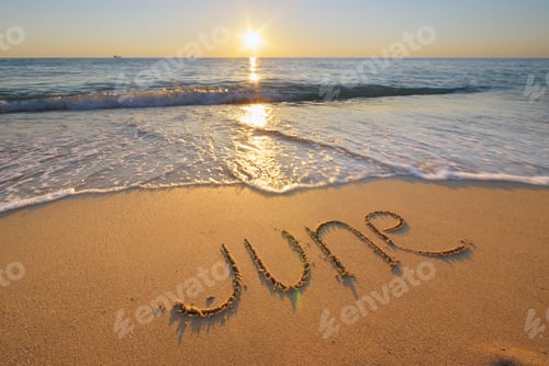 Preview: June word on sea shore during the sunset.