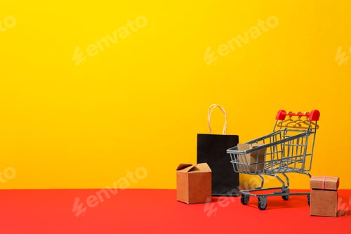 Preview: Concept of shopping, Black friday and discounts, space for text