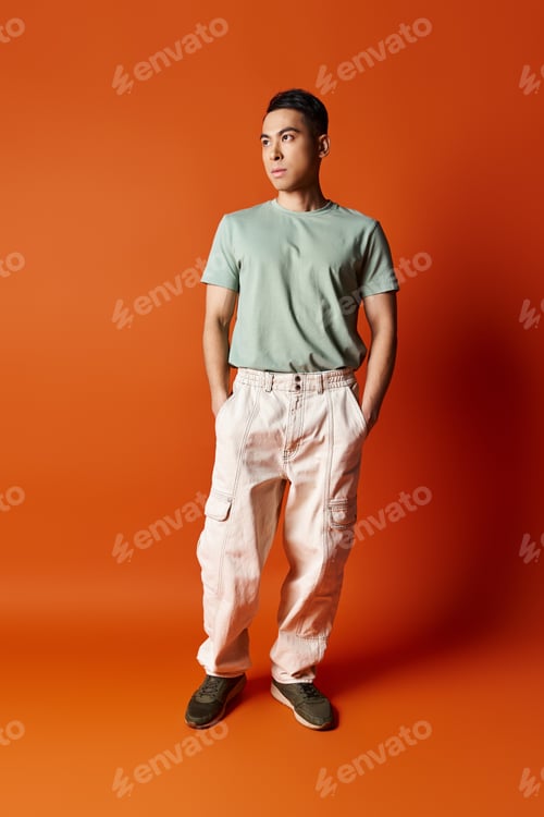 Preview: Ethereal asian man in vibrant orange aura