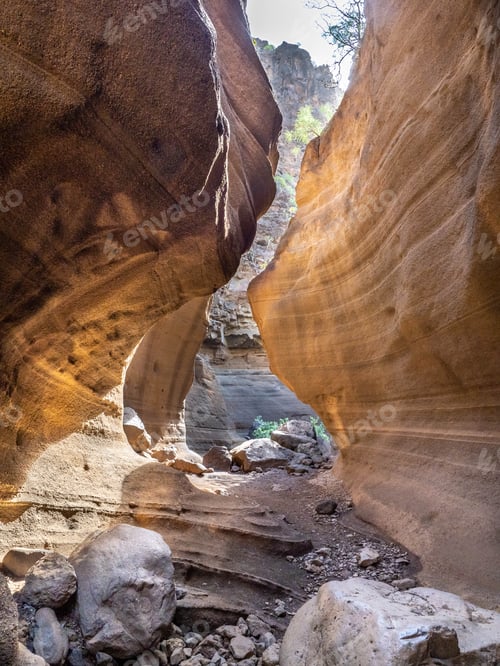 Preview: Amazing orange canyon called Barranco de las vacas located in Gran Canaria, Spain