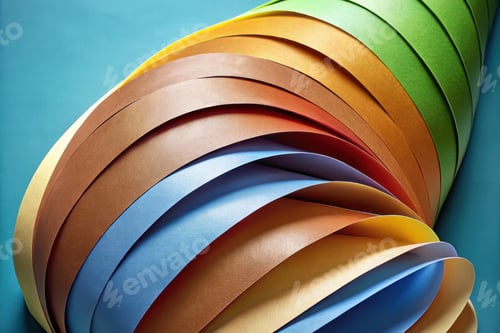 Preview: Colorful paper strips arranged in a spiral on a textured background