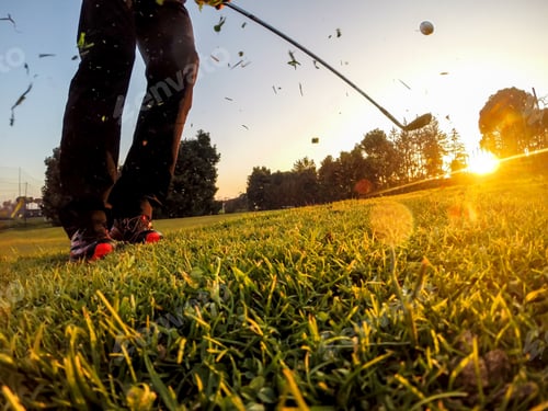 Preview: Golf: example of short game using a wedge iron club.