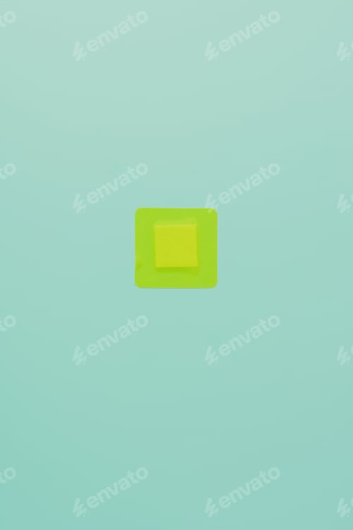 Preview: top view of green square adhesive bandage on blue