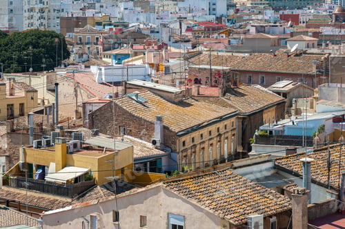 Preview: View at Valencia downtown with rooftops of residential dwellings. Valencia downtown. Spain. Europe.