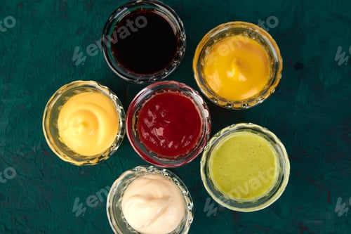 Preview: Set of different sauces. Sauces ketchup, mustard, mayonnaise