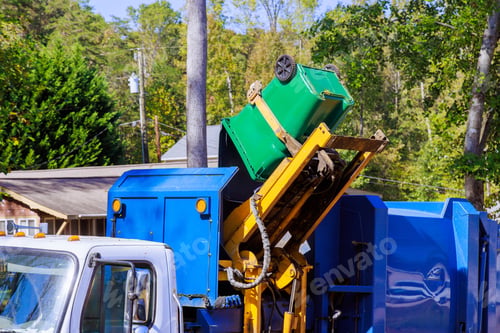 Preview: Municipal cleaning service removal garbage by means of loading mixed domestic waste to a garbage
