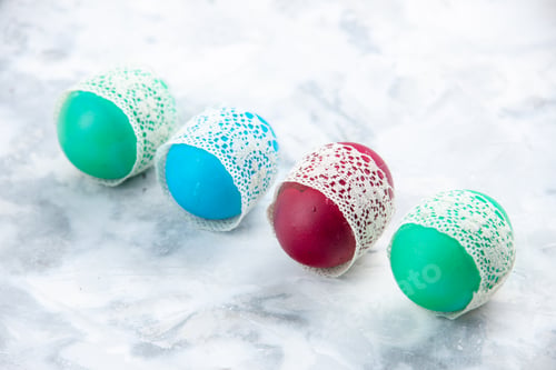 Preview: front view colored easter eggs white surface colour easter colourful spring concept ornate