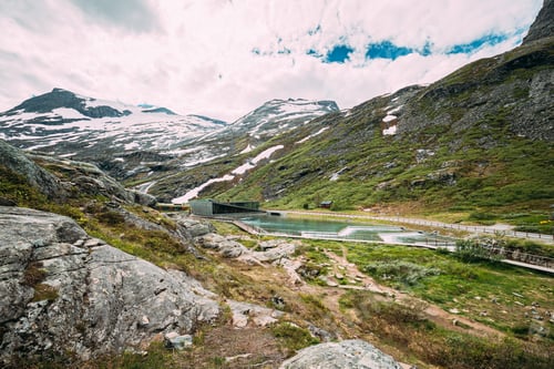 Preview: Trollstigen, Andalsnes, Norway. Visitor Centre Near Serpentine Mountain Road Trollstigen. Famous