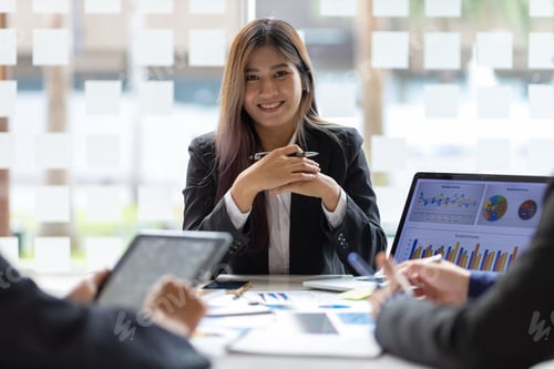 Preview: Business meeting. Businesswomen meeting discuss strategy analysis and business investment planning.