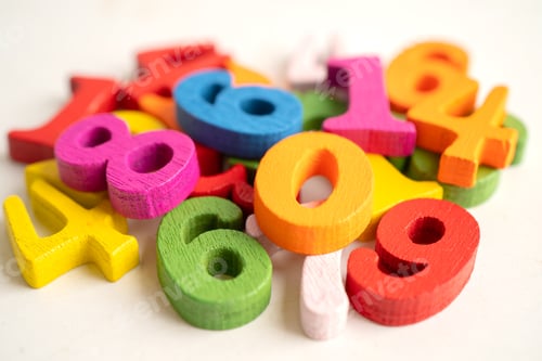 Preview: Math number colorful on white background, education study mathematics learning teach concept.