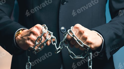 Preview: Hands of man Hold Iron Chain