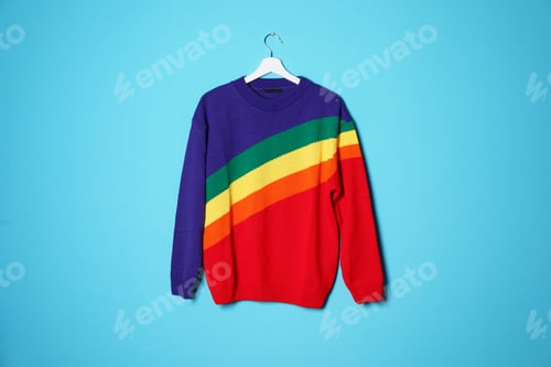 Preview: Hanger with stylish sweater on color background