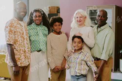 Preview: Portrait of Biracial Family Looking at Camera