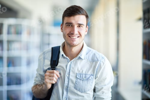 Preview: Smiling handsome guy with satchel