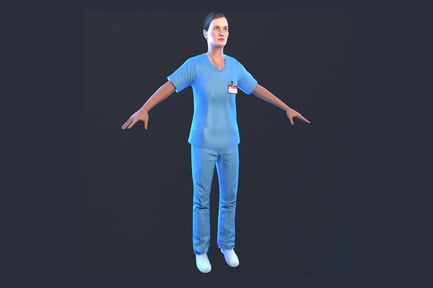 Preview: Female Nurse with Scrubs and ID Badge