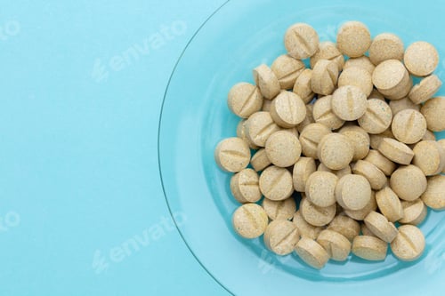 Preview: Homeopathic pill supplement. Alternative Medicine. Vitamin capsules.