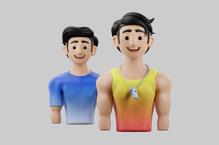 Preview: Cartoon health trainer with athlete