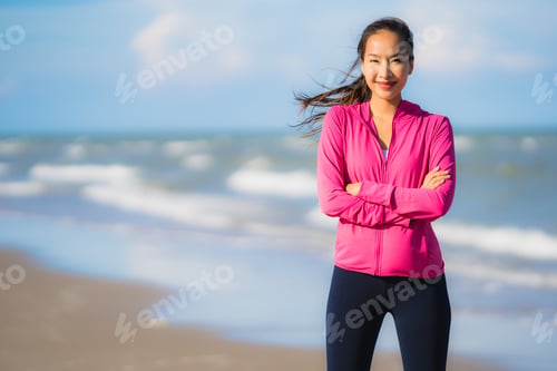 Preview: Portrait beautiful young asian woman running or exercise on the
