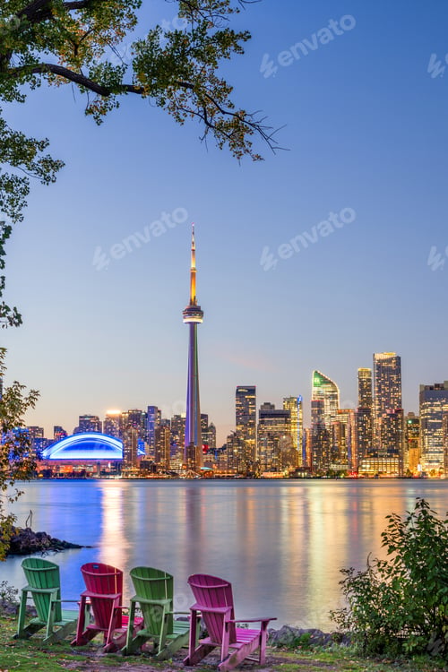 Preview: Toronto, Ontario, Canada Cityscape on Lake Ontario at Twilight