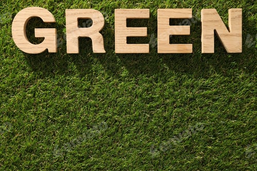 Preview: The word: "GREEN" on freshly cut grass.
