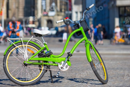 Preview: Colorful bikes on streets in Amsterdam, Netherlands