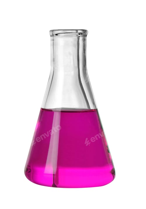 Preview: Chemical laboratory flask with violet liquid