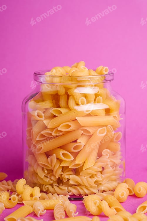 Preview: Pasta in a Jar Against a Pink Background