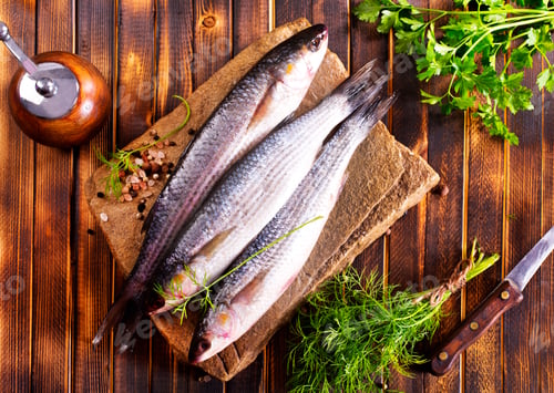 Preview: Gray Mullet Fish (Kefal) on stone board