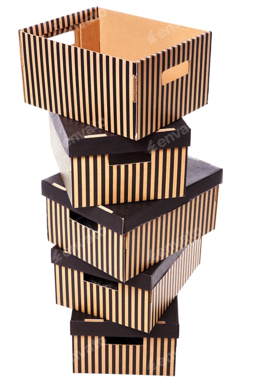 Preview: Striped boxes on a white background