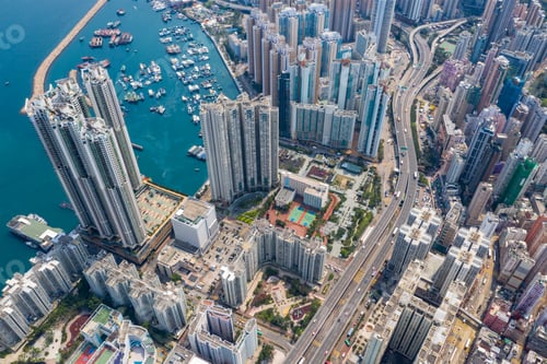 Preview: Shau Kei Wan, Hong Kong 19 March 2019: Top down view of Hong Kong city