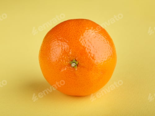 Preview: Ripe Mandarin Close-Up On A White Background. Tangerine Orange. Colorful Food And Drink Still Life