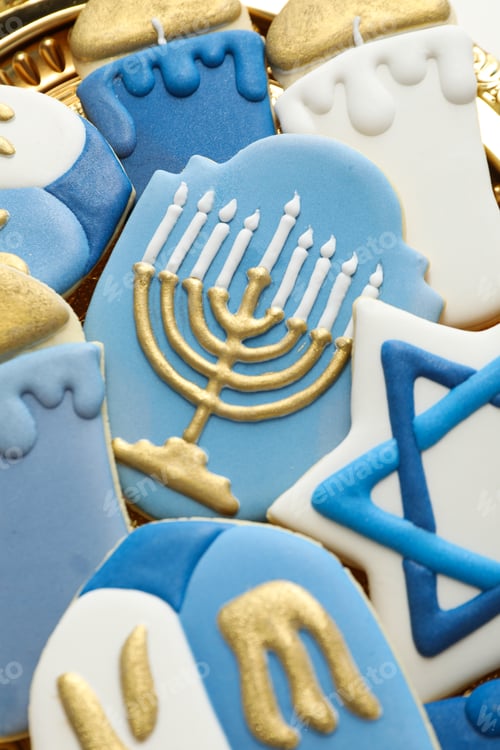 Preview: Gingerbread cookies with Jewish symbols, close up