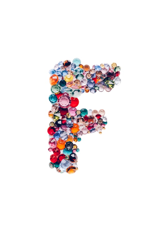 Preview: Letter F from glass bright gems