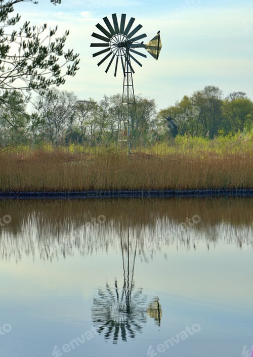 Preview: Wind pump by a lake