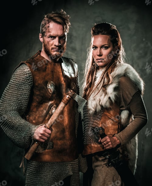 Preview: Vikings couple posing in studio.