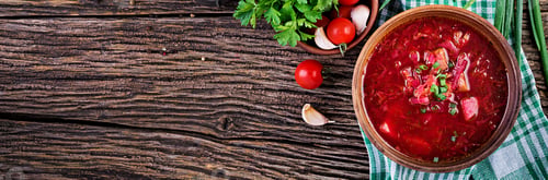 Preview: Traditional Ukrainian Russian borscht or red soup in the bowl.