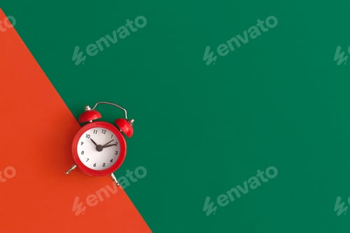 Preview: Red alarm clock on color background