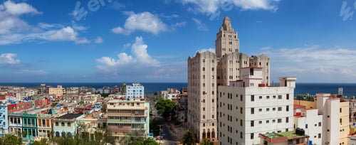 Preview: Aerial view of the residential neighborhood in the Havana City, Capital of Cuba