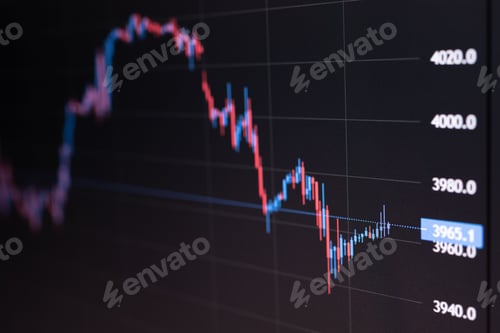 Preview: Stock market graph chart background. Selling price action